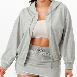Zipped Hooded Jacket And Skort Set